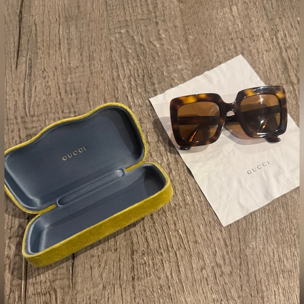 Gucci Square Tortoise Sunglasses.